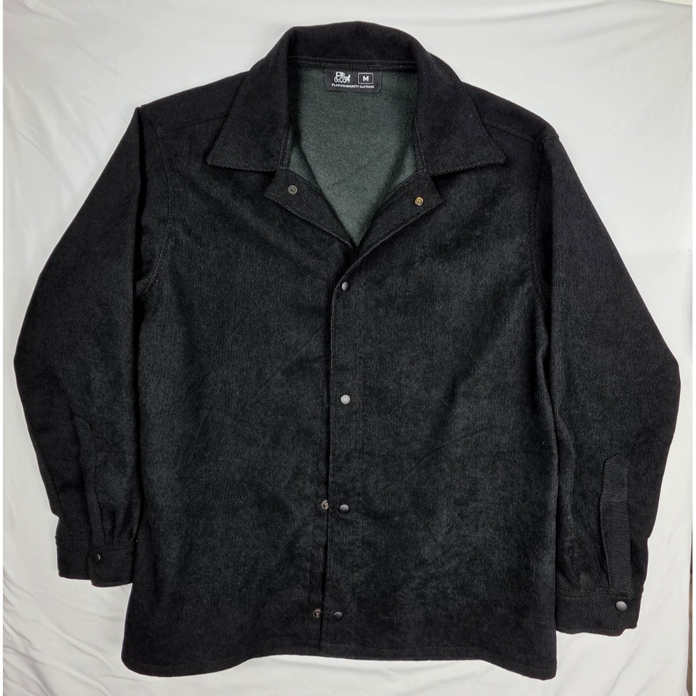 Plain Community Clothing Corduroy Jacket Mens M Black Snap Front Street Workwear